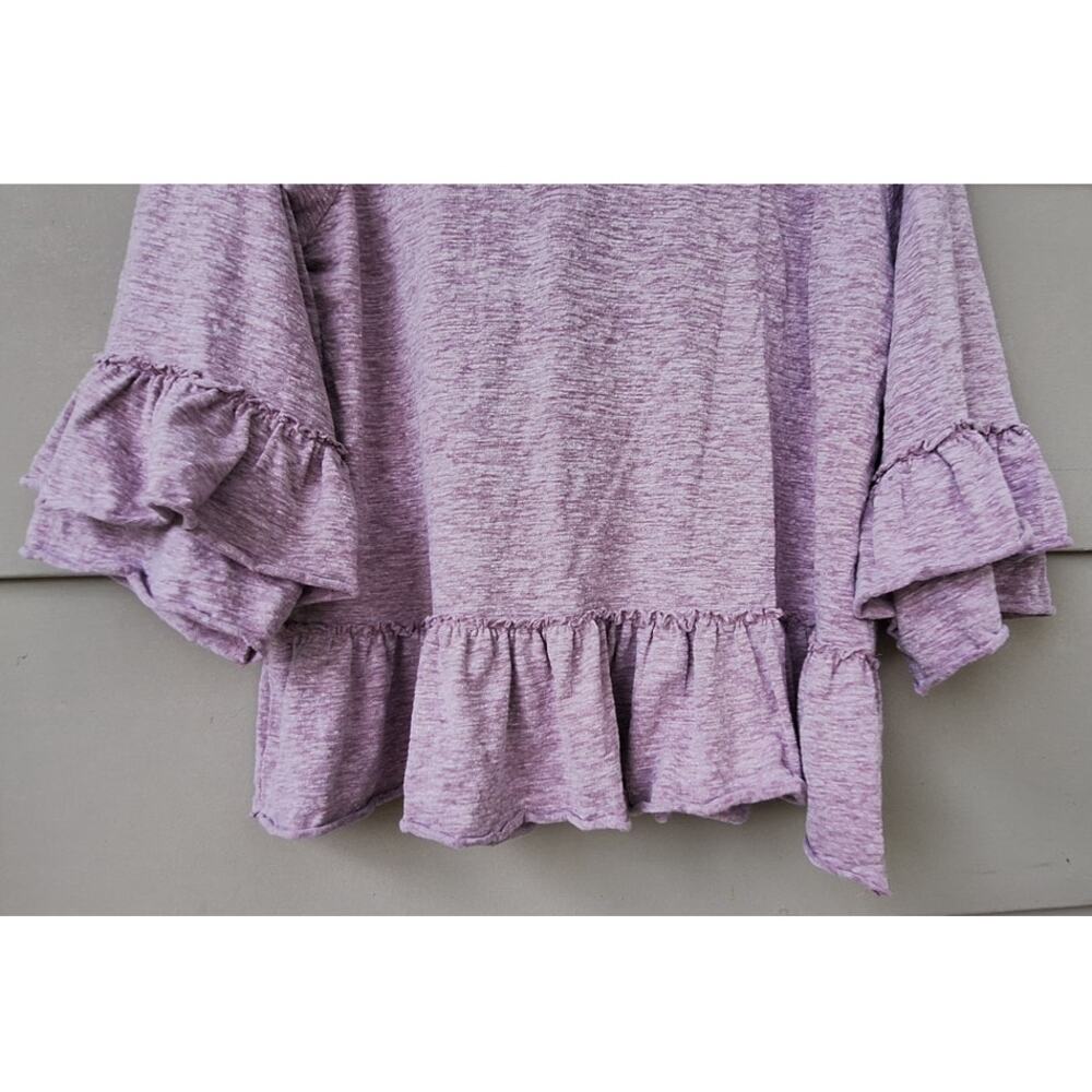 Coco & Carmen Cotton blend Purple heather Ruffle Zip Hoodie Cottage Casual L XL - Picture 9 of 9